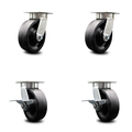 Service Caster 6 Inch Kingpinless Glass Filled Nylon Wheel Swivel Caster Set with 2 Brakes SCC SCC-KP30S620-GFNR-2-SLB-2
